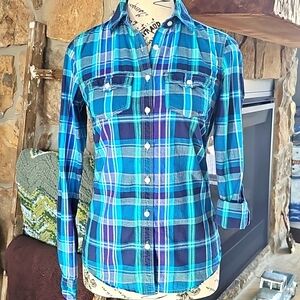 AEROPOSTALE SIGNATURE PLAID BUTTON UP SIZE XSMALL